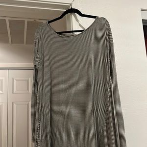 Long Sleeve Green and White Striped Shirt